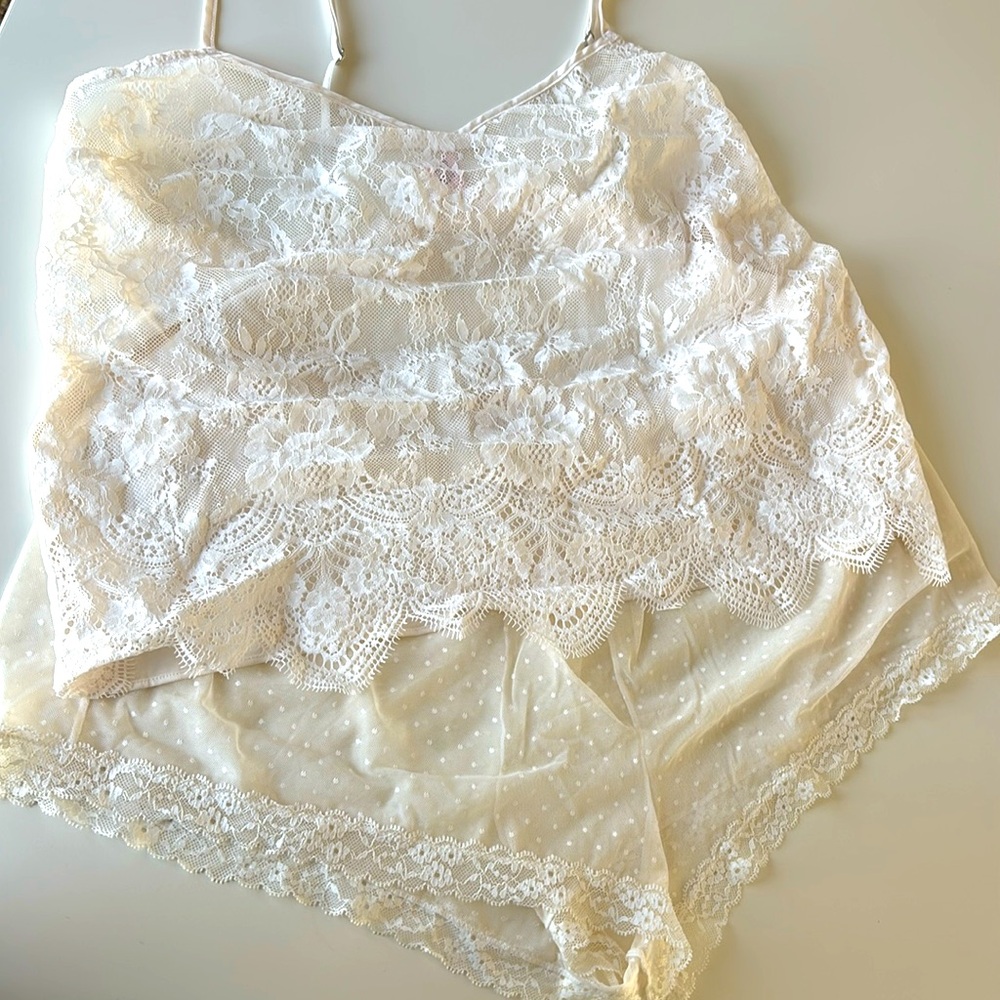 Victoria’s Secret | White Lace Tank (L) and Boyshort (XL) - Picture 3 of 11